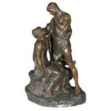Bronze figural of couple by G Colin, with French Foundry mark