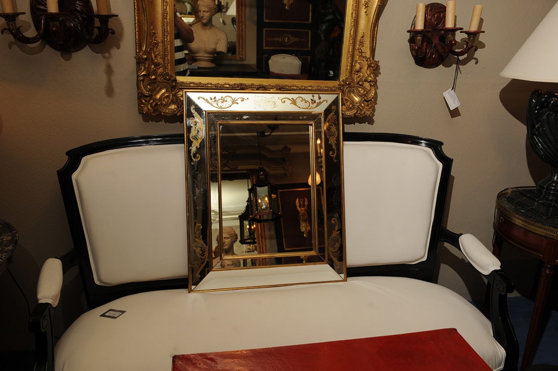 Venetian Style Reverse Panted Giltwood Mirror