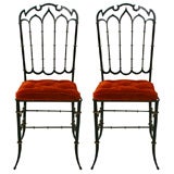 A Pair of Gothic Revival Style Iron Chairs