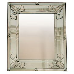 Very Fine 19th Cent. Venetian Cut-Glass Foliate Detailed Mirror