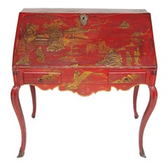 A Louis XV Red Lacquered Chinoiserie Bureau