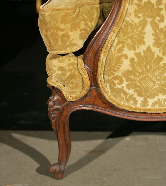 French carved wood wing chair 2