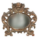 Mirror Oval Italian Carved with Winged Cherub