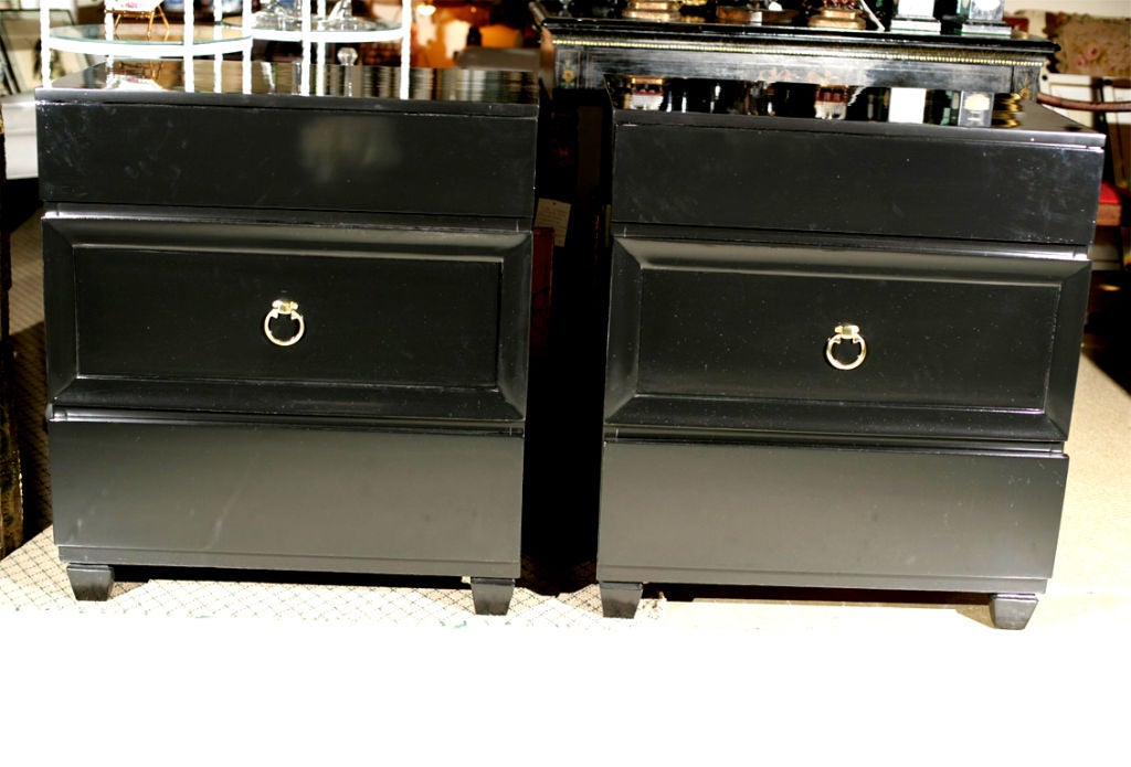 FAB Ebonized Handsome Chests with Ring Pulls Mid-Century