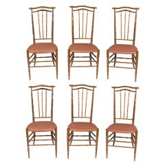 Set Of 6 Faux Bamboo Dining Side Chairs -