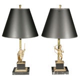PAIR Lamps Classical Figures mounted on Marble Bases