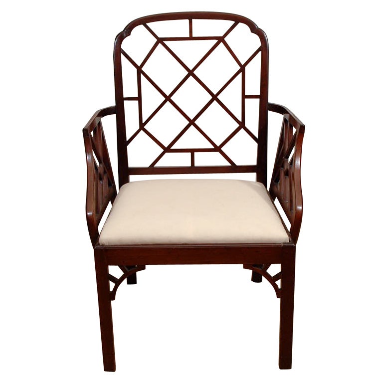 George III Period Chinese Chippendale Arm Chair