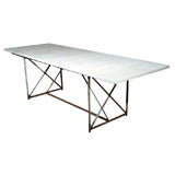 Vintage Long Iron Base Marble Top Table