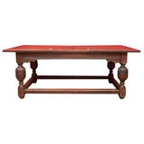 19th Century French Large Walnut Wood Table w Carved Detailing