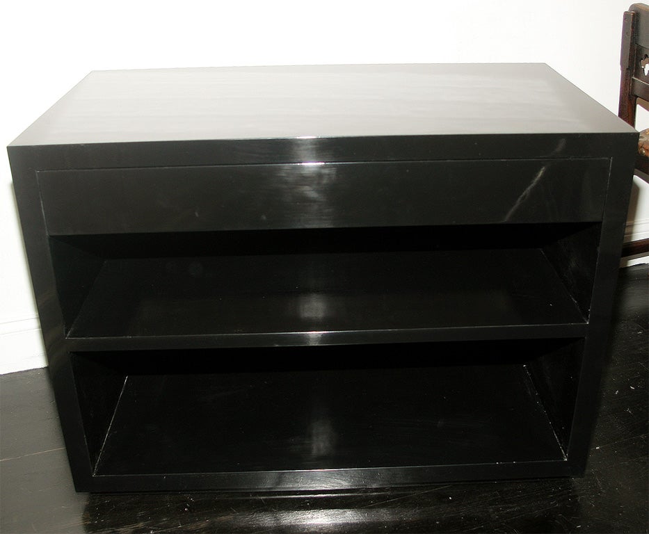 Black Lacquered Bedside Table