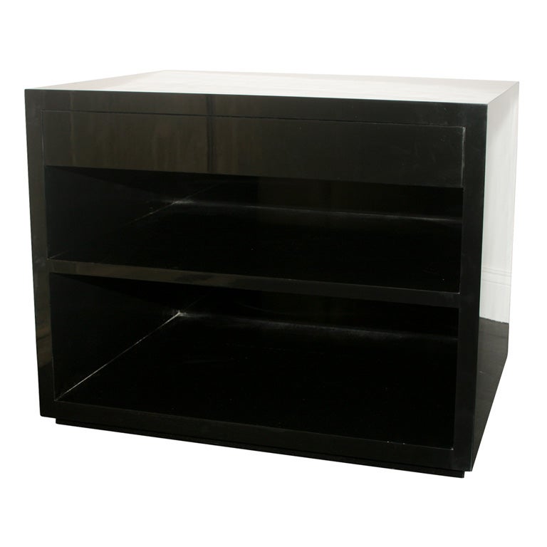 Black Lacquered Bedside Table For At 1stdibs Black Lacquered Bedside Table For