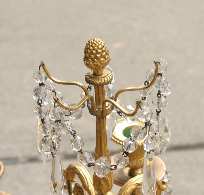 19th Century Pair Louis XVI Style Gilt Bronze and Crystal Candelabra  For Sale