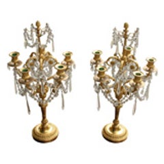 Pair Louis XVI Style Gilt Bronze and Crystal Candelabra 11