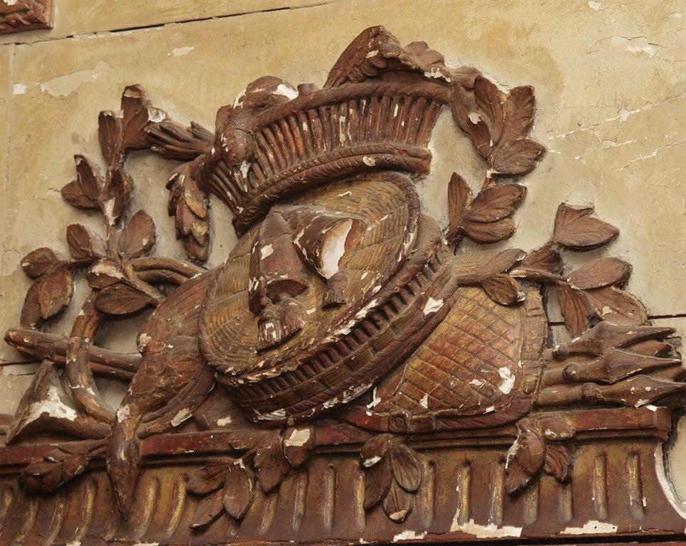 FRENCH LOUIS XVI CARVED WOOD OVERDOOR