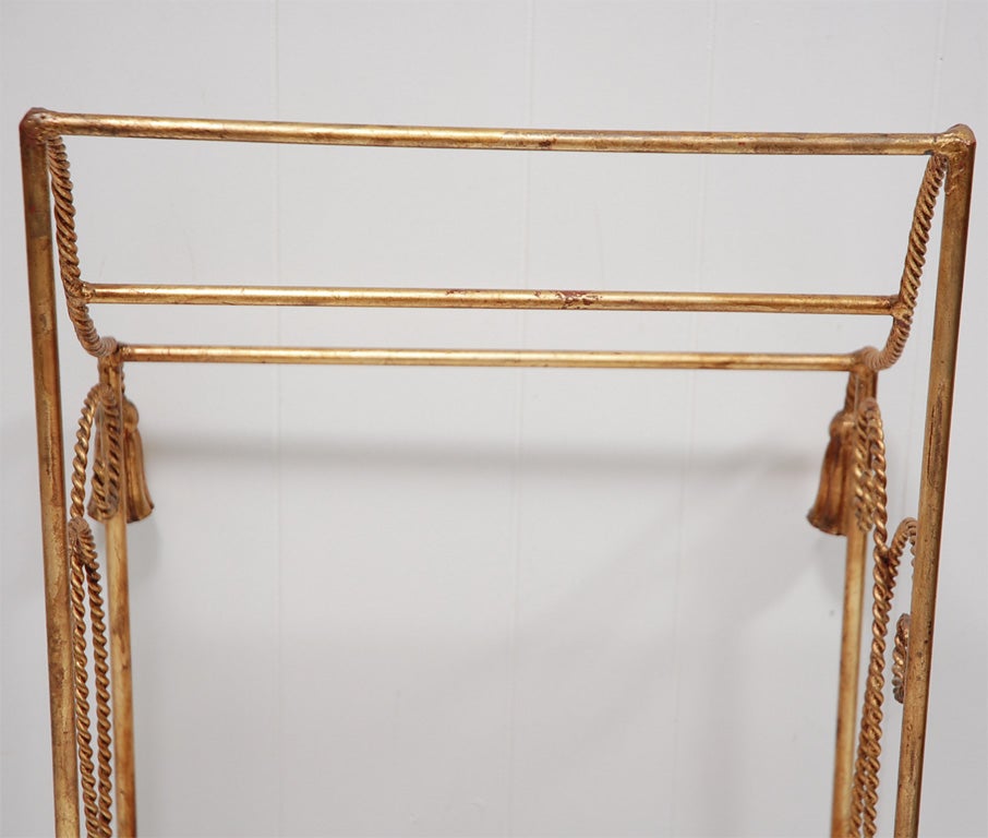 Hollywood Regency Gilded Gold Rope & Tassel Towel Rack 4