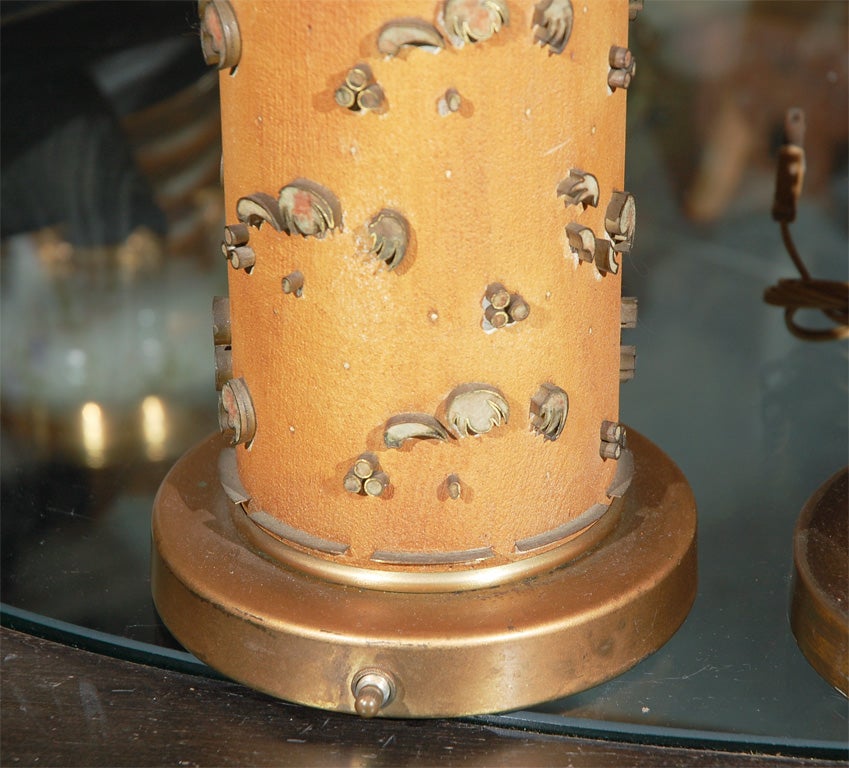 American Pair of 1940 Marbro Wallpaper Roll Lamps
