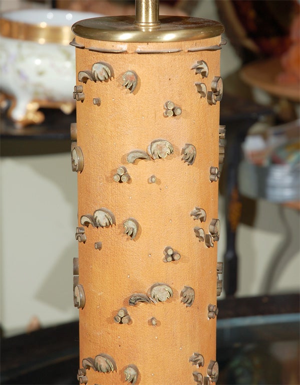 Mid-20th Century Pair of 1940 Marbro Wallpaper Roll Lamps