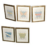5 Hand Painted Crests (with names) in Gold Leaf Frames
