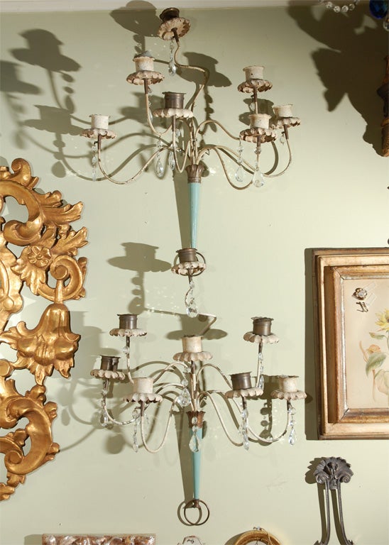 C. 1900 Tole 8 Candle Sconces