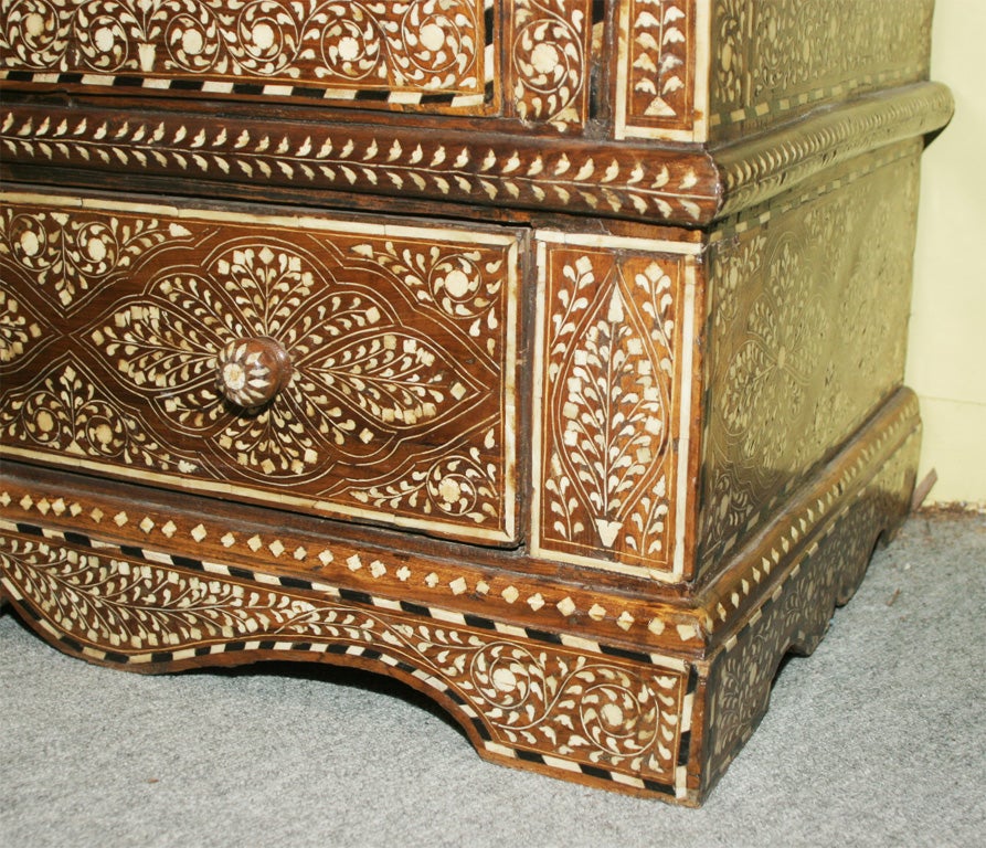 ENGLISH COLONIAL LINEN PRESS CABINET BONE & EBONY INLAY