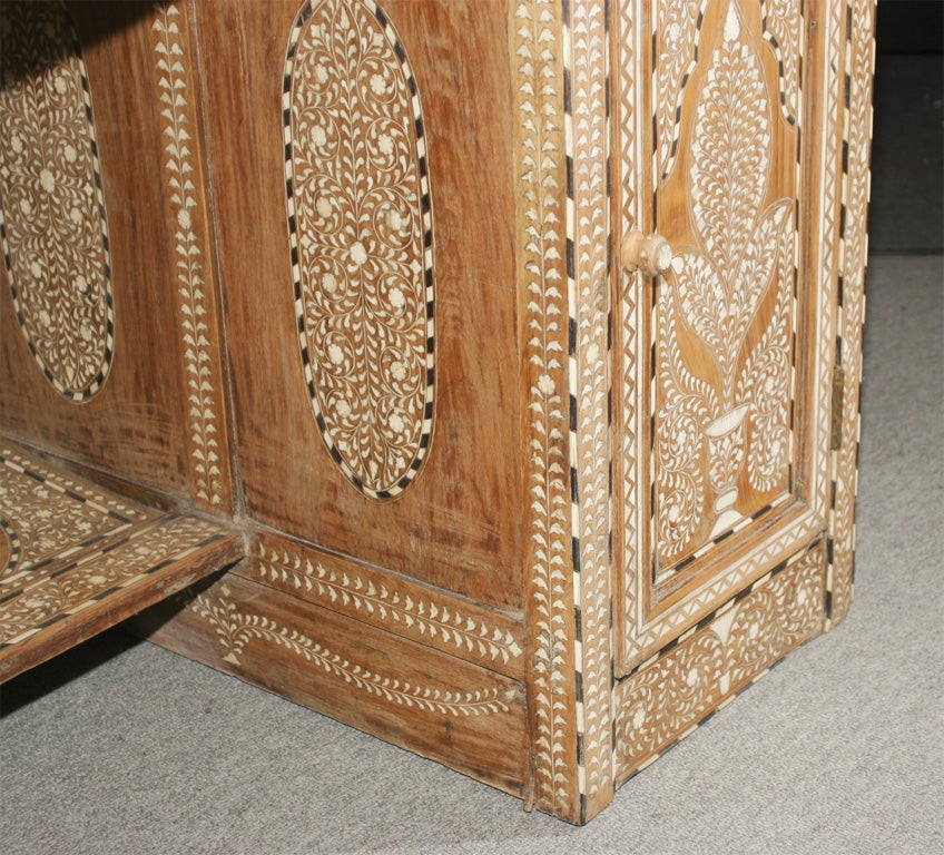 India 19th century Anglo Indian desk in bone & ebony inlay 1