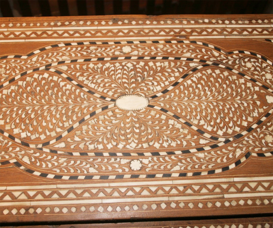 India 19th century Anglo Indian desk in bone & ebony inlay 5