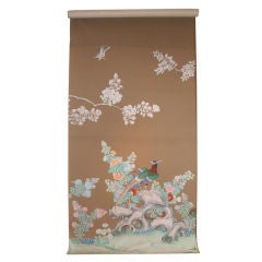 Set of Five Antique Chinese Polychrome Wallpaper Panels, Chinese, circa 1825