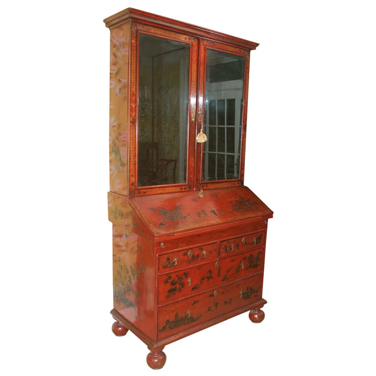 William 
Mary antique Japanned Bureau Bookcase c.1700