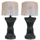 Pair of Sculptural  Modern Table Lamps Signed Lux, 1948