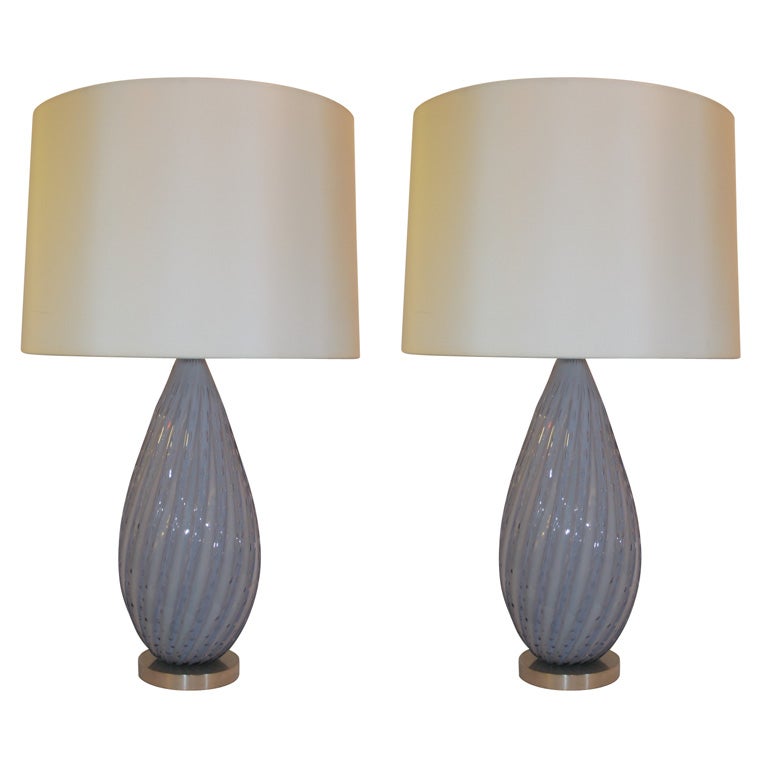 A Pair of Italian Art Glass Table Lamps by Seguso