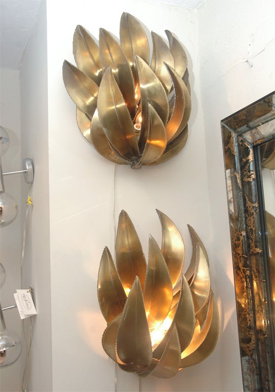Pair of Brass Sculptural Banana Sconces