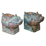 A Large Pair of Chinese Foo Dog Jardinieres