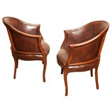 pair Geo III style leather Tub Chairs