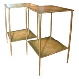 Antique Pair of 1900's French Two-Tier Brass Side Tables
