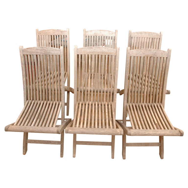 Set of Six 1930's English Steamer Deck Chairs