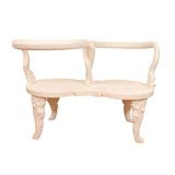 Painted Grotto Style Tete a Tete Bench