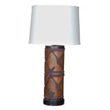A French Print Roll Lamp Base with Custom Shade, Circa 1880