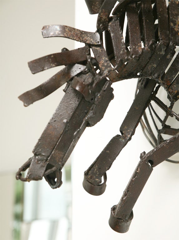 Welded Iron Wall Sculpture of Wild Horses 3