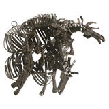 Welded Iron Wall Sculpture of Wild Horses