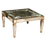 Italian Reverse Painted Mirrored Cocktail Table