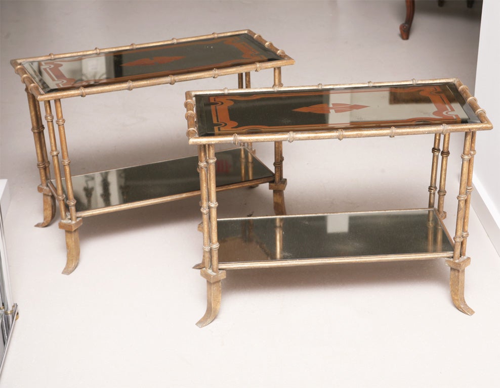 Pair of Gilt Metal Faux Bamboo Tables