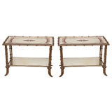 Pair of Gilt Metal Faux Bamboo Tables