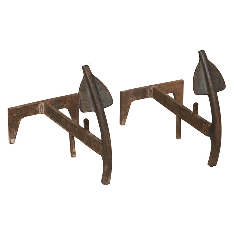 Pair of 19th Century Anchor Andirons