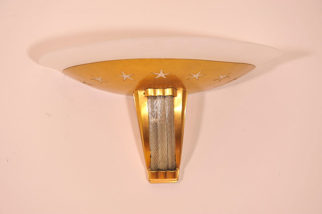 French Pair of Art Deco Wall Sconces by Jules Leleu For Sale