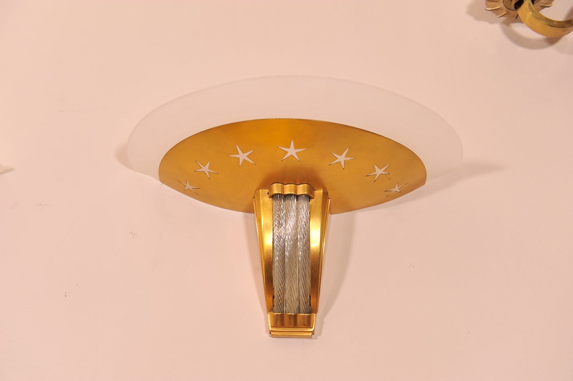 Pair of Art Deco Wall Sconces by Jules Leleu In Good Condition For Sale In Bridgewater, CT