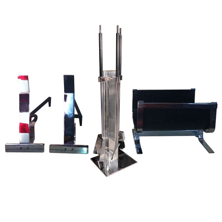 Alessandro Albrizzi Firetools, Andirons and Log Holder Set