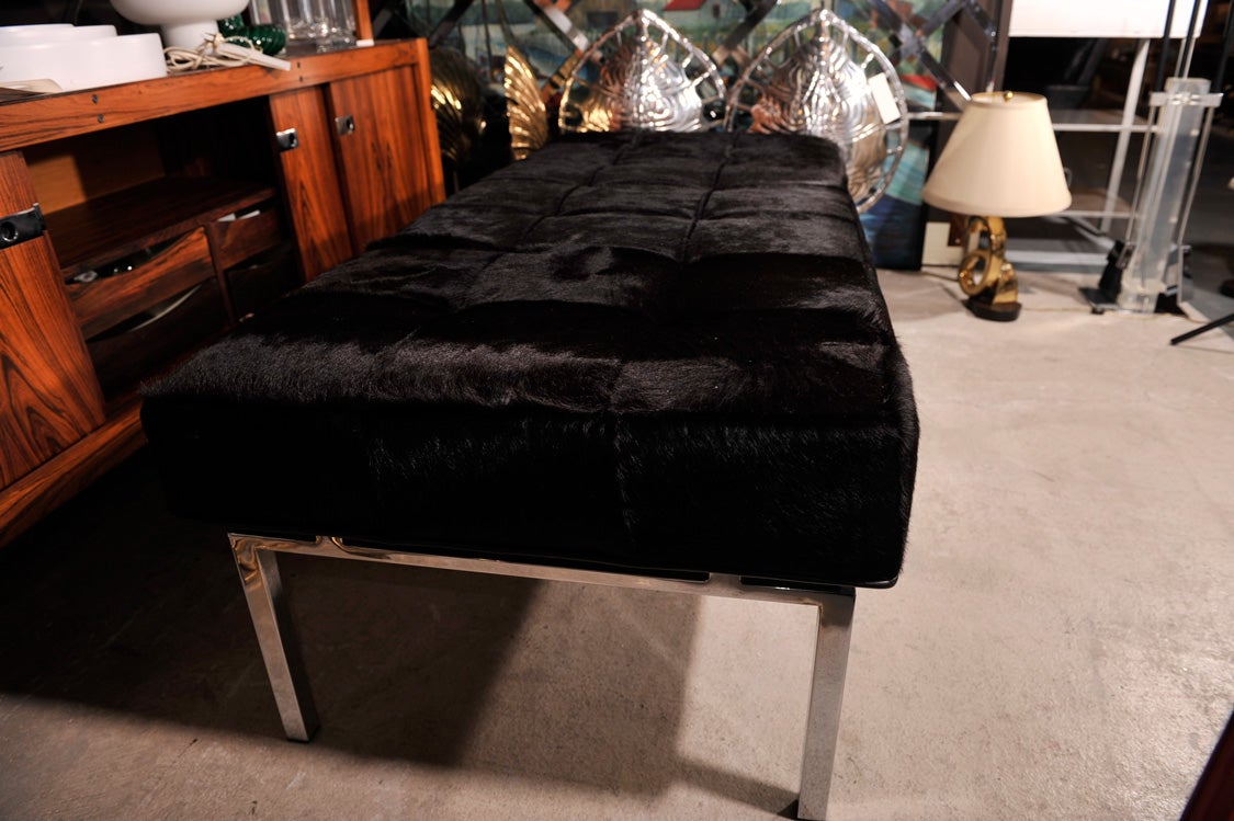 20th Century mid century 1970's cowhide and leather daybed