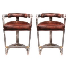 pair of lucite bar stools