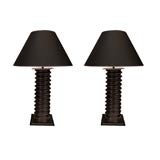 Pair of Wood Twist Table Lamps
