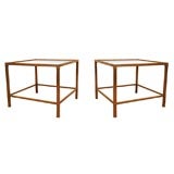 Pair of Square Brass Side Tables